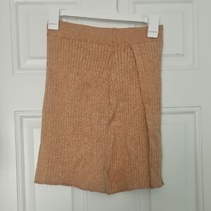 Free People Camel Ribbed Pencil Skirt